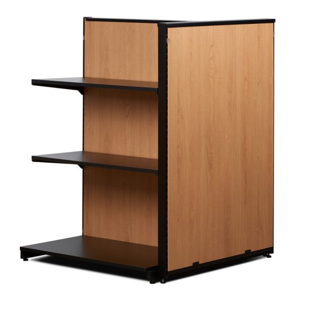 Butiksreol 2-sidet metal | Sort og eg