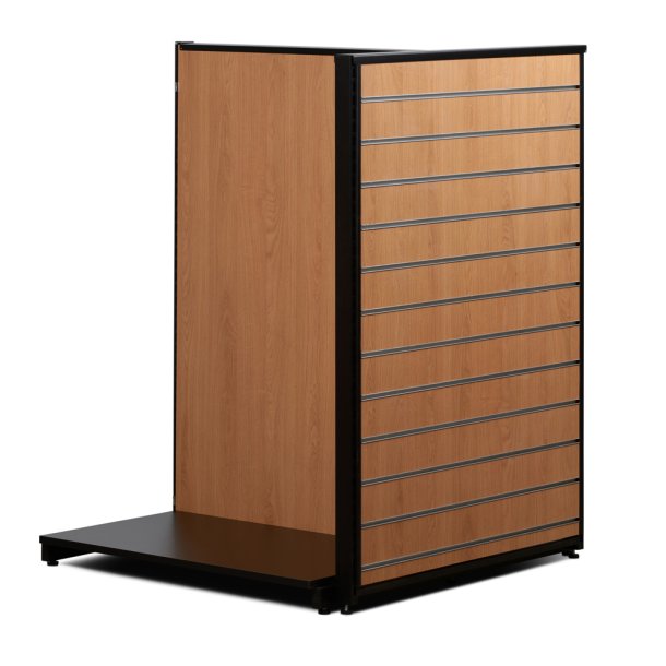 Butiksreol til gulv tresidet eg og sort