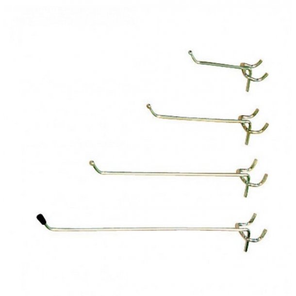 Hooks for perforated panel - galvanized - 50 pcs - 4 lengths 