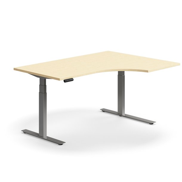 Hve snkebord QBUS, ergonomisk, 1600x1200 mm, slv stel, birk