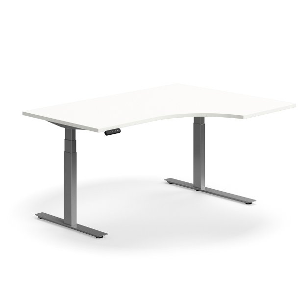 Hve snkebord QBUS, ergonomisk, 1600x1200 mm, slv stel, hvid