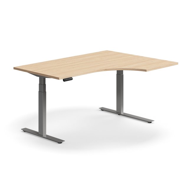 Hve snkebord QBUS, ergonomisk, 1600x1200 mm, slv stel, eg