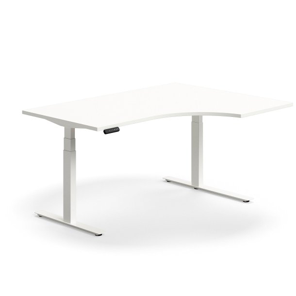 Hve snkebord QBUS, ergonomisk, 1600x1200 mm, hvidt stel, hvid