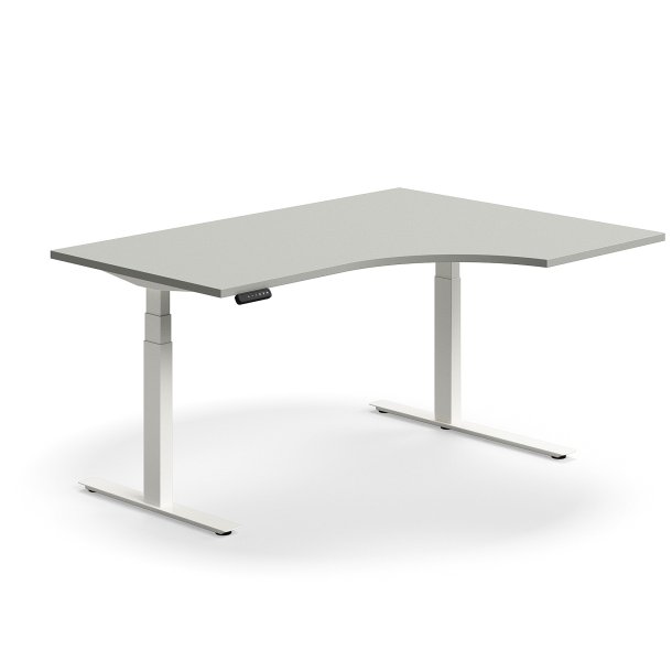 Hve snkebord QBUS, ergonomisk, 1600x1200 mm, hvidt stel, lysegr