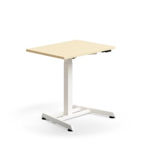 Hve snkebord QBUS, enkeltsjlestel, 800x600 mm, hvidt stel, birk