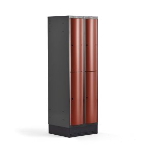 Omkldningsskab CURVE, sokkel, 2 sektioner, 4 rum, 1890x600x550 mm, vinrd