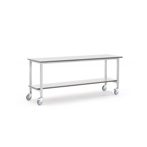 Arbejdsbord MOTION p hjul, 2000x600 mm, inkl. underhylde, gr