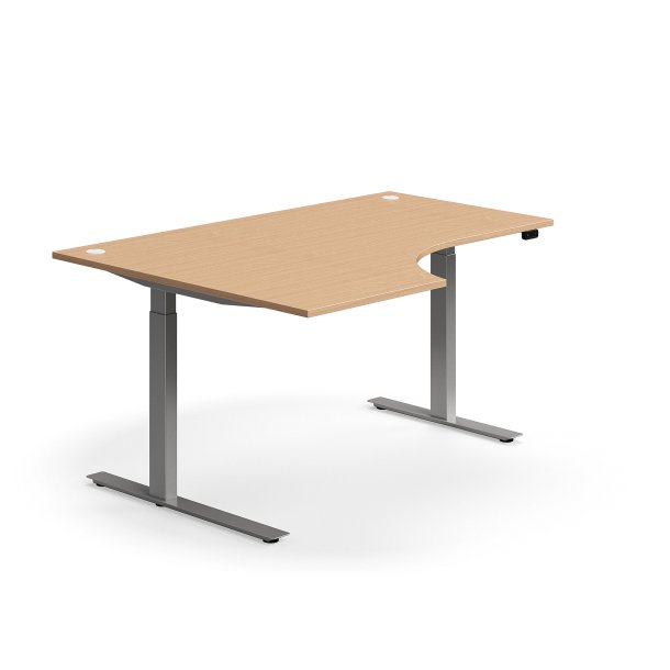 Hve snkebord FLEXUS, ergonomisk, 1600x1200 mm, slv stel, bg