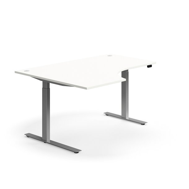 Hve snkebord FLEXUS, ergonomisk, 1600x1200 mm, slv stel, hvid