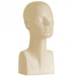 Mannequin head in skin-colored plastic - with facial features - height 38 cm
