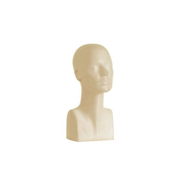 Mannequin head in skin-colored plastic - with facial features - height 38 cm