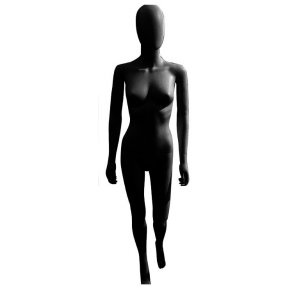 Mannekäng med huvud - ansiktslös - lätt böjd ben - svart