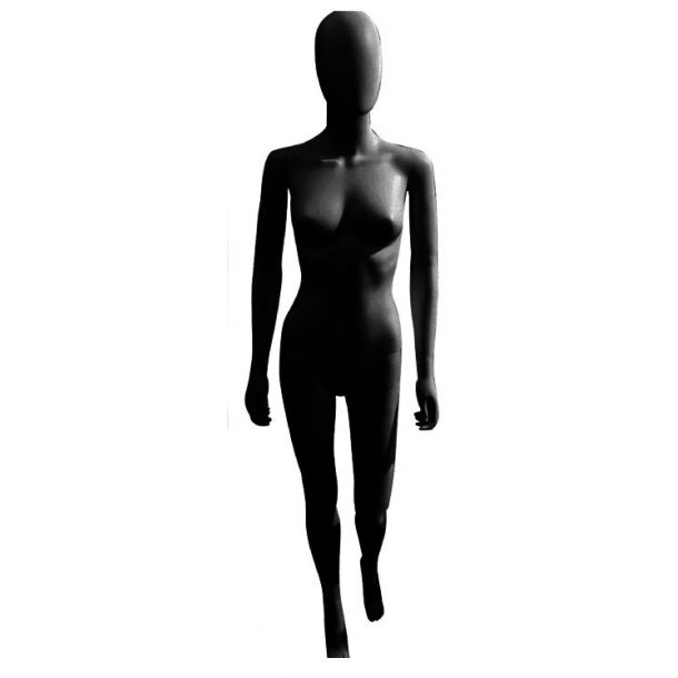 Mannequin with head - faceless - slightly bent leg - black