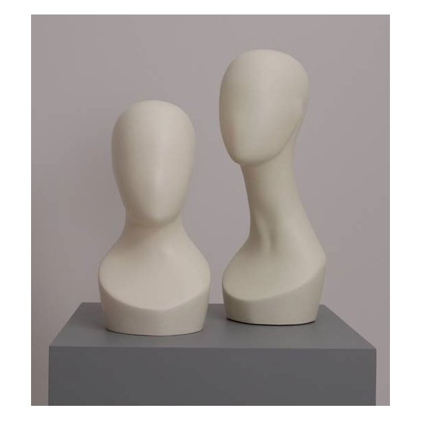 Mannequin head in raw white - Tall display head with face