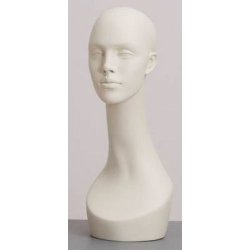 Mannequin head in raw white - Tall display head with face