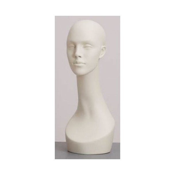 Mannequin head in raw white - Tall display head with face