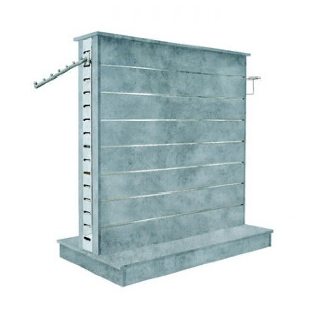 Double-sided groove panel gondola in chrome - White, Concrete-look and Anthracite