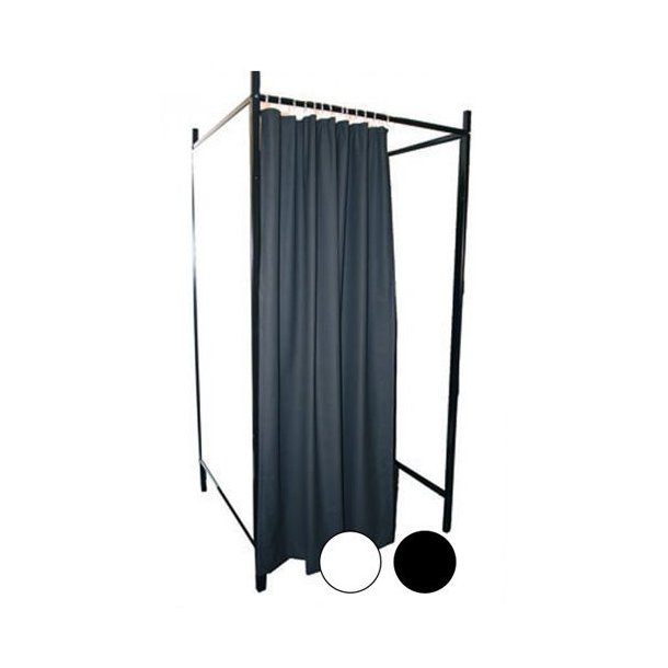 Flex fitting room - Black frame - black / white curtain - 3 sides white or gray White