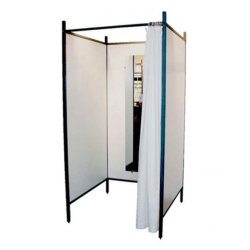 Flex fitting room - Titan frame - black / white curtain - 3 sides white or gray