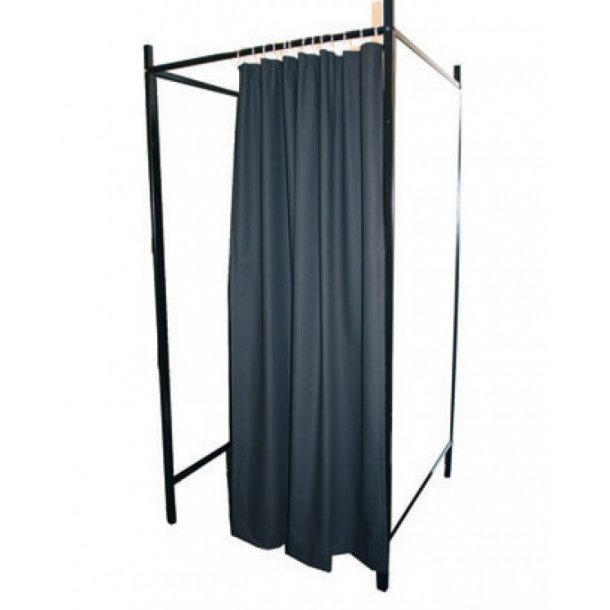 Flex fitting room - Black frame - black / white curtain - 3 sides white or gray