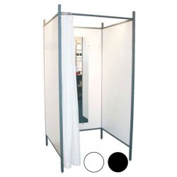 Flex fitting room - Titan frame - black / white curtain - 3 sides white or gray