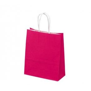 Pink paper bag with twisted handle - H24 cm - 50 pcs