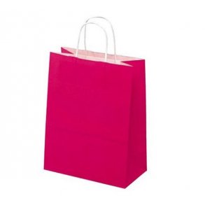 Pink paper bag with twisted handle - H31 cm - 50 pcs