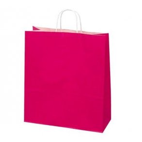 Rosa papperspse med vridet handtag - H44 cm - 50 st.