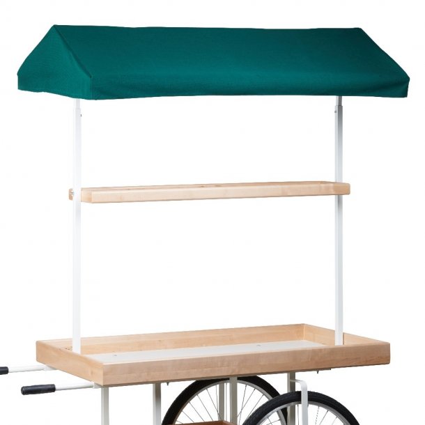 Marknadsvagn med gr&ouml;n markis - naturliga hyllor