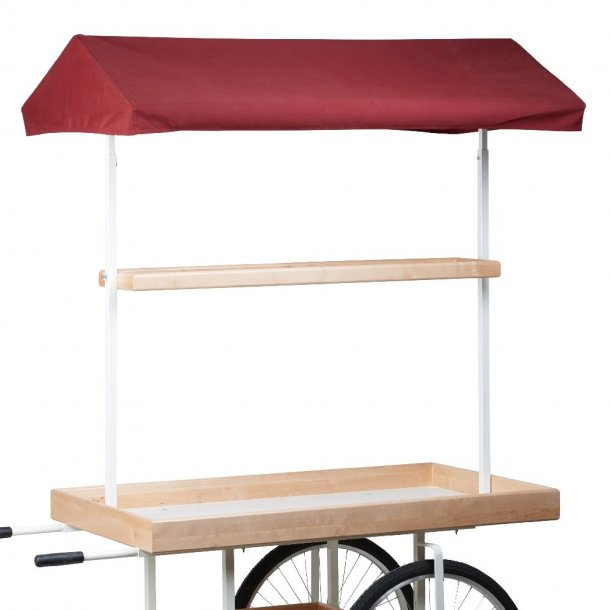 Marknadsvagn med vinterr&ouml;d markis - naturliga hyllor