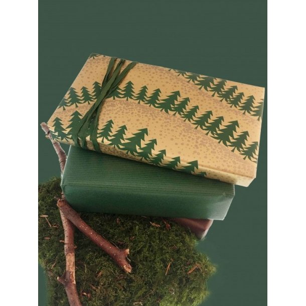 Gift wrap - Gold with fir trees - multiple sizes
