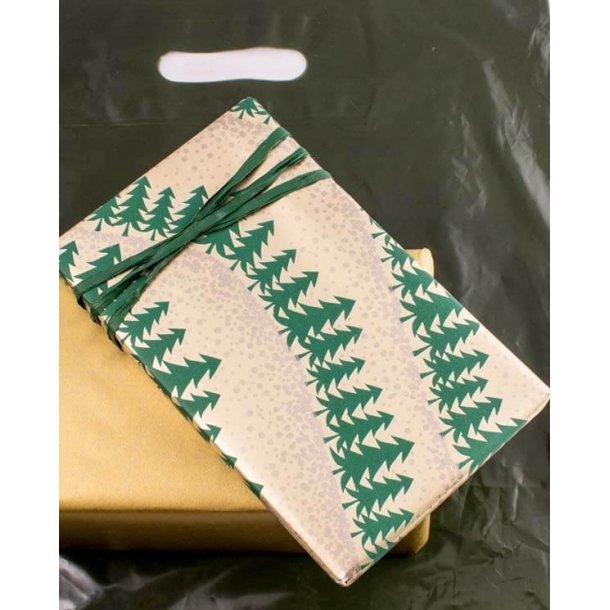 Gift wrap - Gold with fir trees - multiple sizes