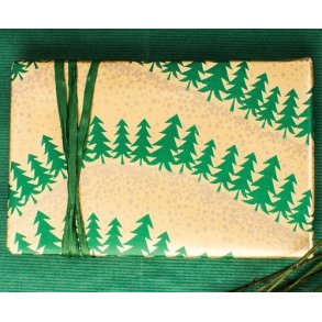 Gift wrap - Gold with fir trees - multiple sizes