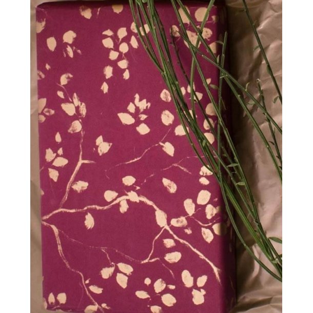 Gift wrap - Wine red with gold leaf - multiple sizes