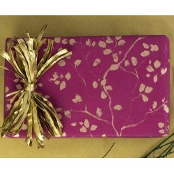 Gift wrap - Wine red with gold leaf - multiple sizes