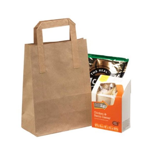 Genbrugs papirposer m. flade hndtag - H22 cm - 100 stk 