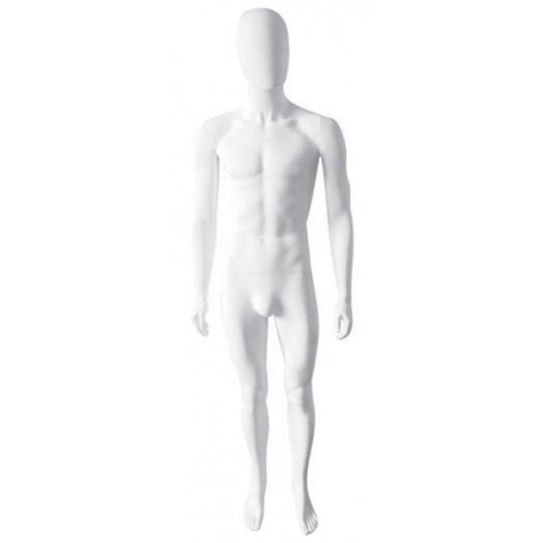 Male mannequin with head without facial features - white