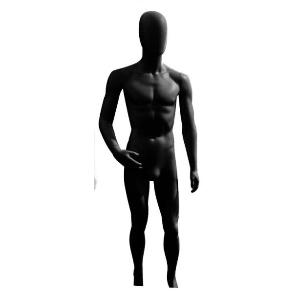 Male mannequin with head without facial features - bent arm - black