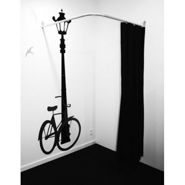 Corner fitting room 100x100 cm white or black curtain - wall mounting