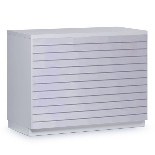 Butiksdisk med rillepanel hvid 120 cm