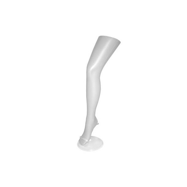 White stocking leg with transparent holder