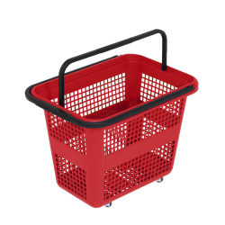 Shopping cart with wheels and handle 54 liters, Red - 6 pcs