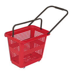 Shopping cart with wheels and handle 54 liters, Red - 6 pcs
