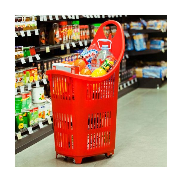 Shopping cart with wheels 70 liters, Red - 5 pcs