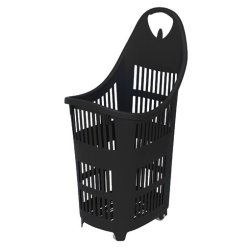 Shopping cart with wheels 70 liters, Black - 5 pcs