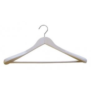 Coat hanger - angled with rod - 44.5 cm - glossy white - 34 pcs