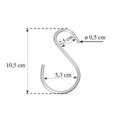 Jeanskroge i Zink - S-kroge - H 10,5 cm - 20 stk