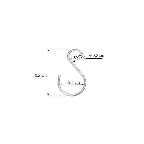 Jeanskroge i Zink - S-kroge - H 10,5 cm - 20 stk
