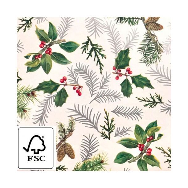 Wrapping paper w/ spruce &amp; Christmas stars - W 40 cm