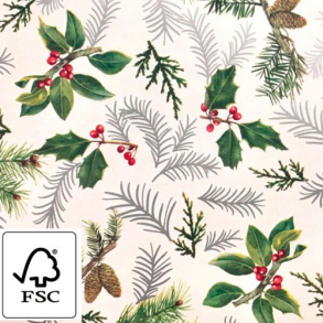 Wrapping paper w/ spruce & Christmas stars - W 57 cm